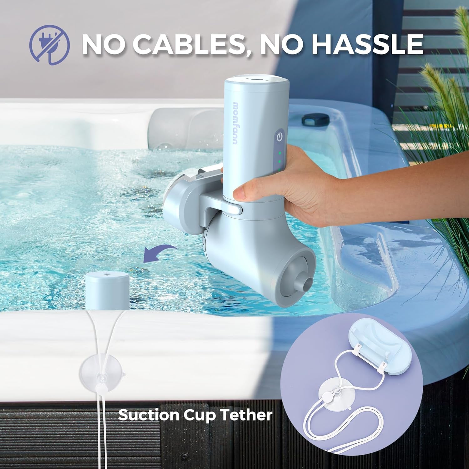 Bath Jet Spa, Bath Jet/Bubble Mode, Cordless Portable Bathtub Accessories with 3-Level Adjustable Speed, Bathtub Jets for Home Spa, Relaxing (Blue)