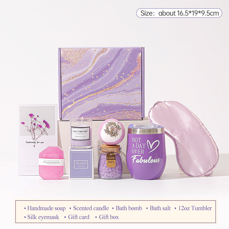 Purple Aromatherapy Candle and Bath Gift Set