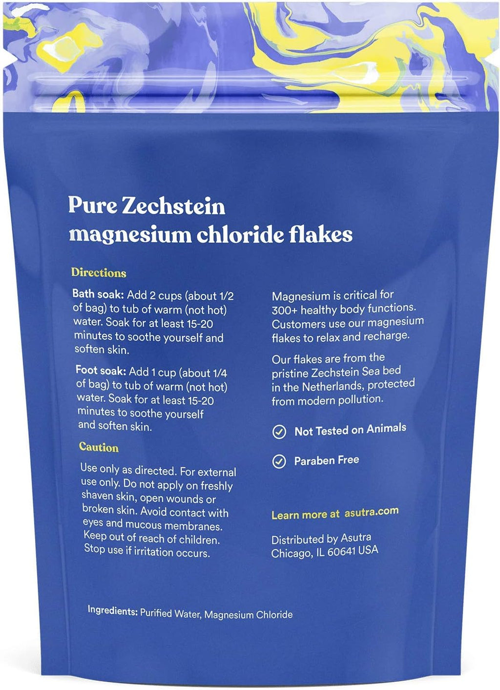 Magnesium Chloride Flakes for Bath, Pure Zechstein Source, Magnesium Flakes for Bath Soak, Foot & Body, FSA Eligible/Hsa Approved 2 Lbs