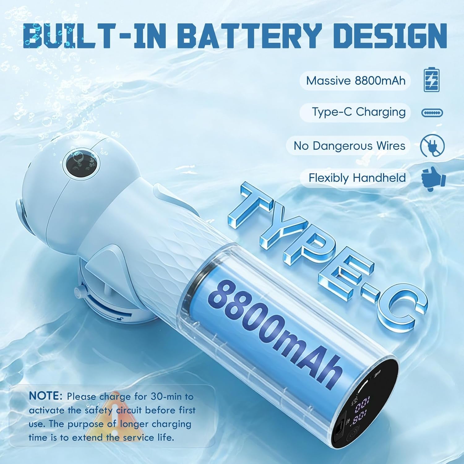 Upgraded Bath Jet SPA for Tub with Display Screen, Portable Handheld Bathtub Jet with Battery Level and Temperature Display, Bubble/Jet Two Mode, 8800Mah, IP67 Waterproof, 3 Adjustable Speeds