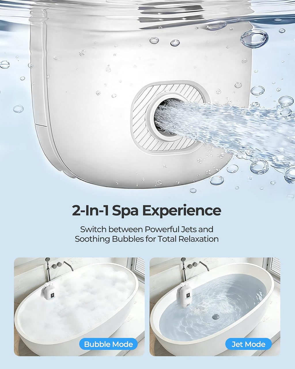 Bath Jets for Tub, Cordless Jet Spa & Bath Jet for Spa Mode, 3-Speed Bathtub Accessories with Adjustable Nozzles, Waterproof Bathtub Jets for Home Spa Relaxation & Travel Massage