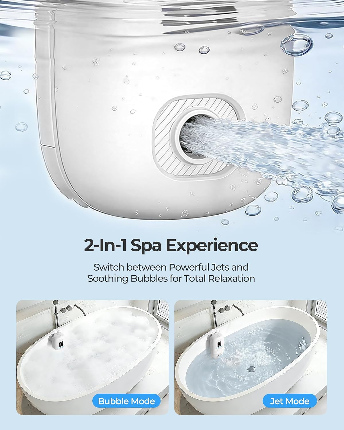 Bath Jets for Tub, Cordless Jet Spa & Bath Jet for Spa Mode, 3-Speed Bathtub Accessories with Adjustable Nozzles, Waterproof Bathtub Jets for Home Spa Relaxation & Travel Massage