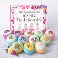 12 Inspire Bath Bombs for Women & Girls – Flower Topped Bath Bombs Girls, Fun Bathbombs Set, Organic Bath Fizzers, Luxury Gift for Mothers Day, Birthday, Christmas, Easter or Self Care