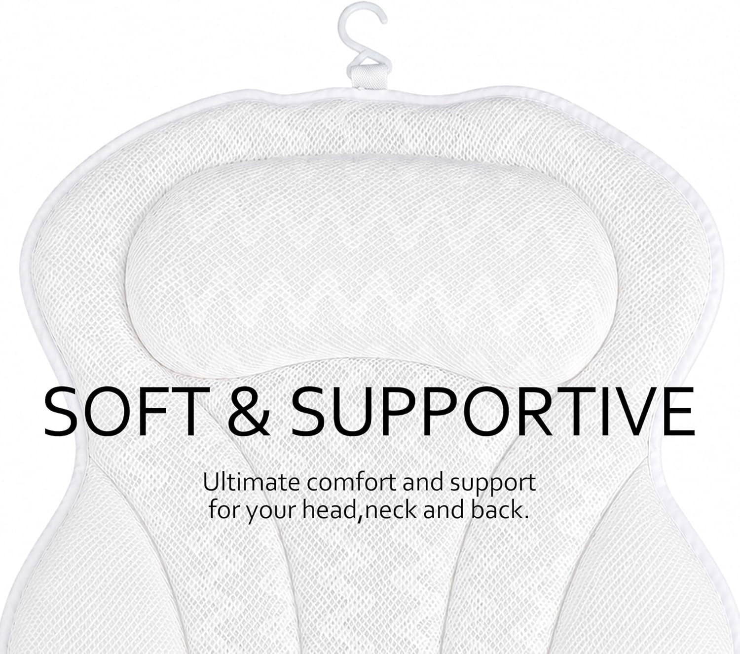 Bath Pillows,Bathtub Pillows for Head and Neck Back Support,Bath Pillows for Tub with Soft 4D Breathable Mesh Fabric and Nonslip Suction Cups,Relaxing Bath Accessories Spa Gifts .(Wave White)