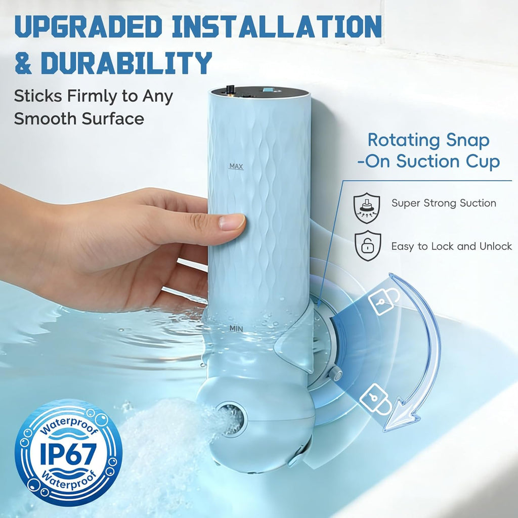 Upgraded Bath Jet SPA for Tub with Display Screen, Portable Handheld Bathtub Jet with Battery Level and Temperature Display, Bubble/Jet Two Mode, 8800Mah, IP67 Waterproof, 3 Adjustable Speeds