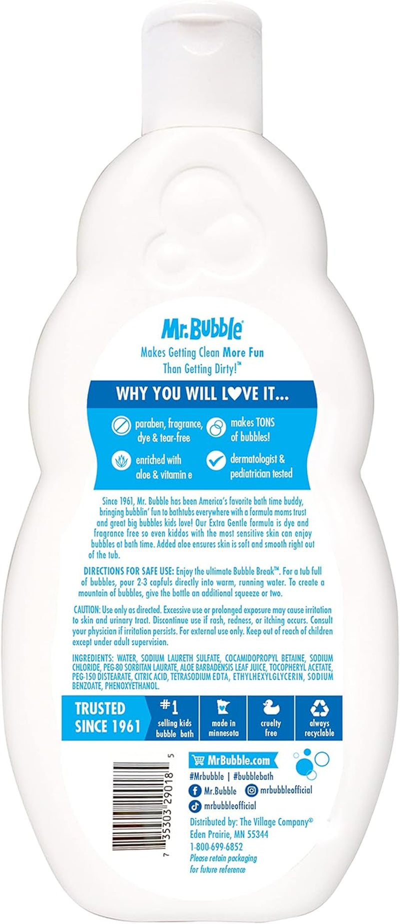 Extra Gentle Bubble Bath - Hypoallergenic, Tear Free Bubble Bath Solution Perfect for Sensitive Skin (Pack of 2 Bottles, 16 Fl Oz Each)