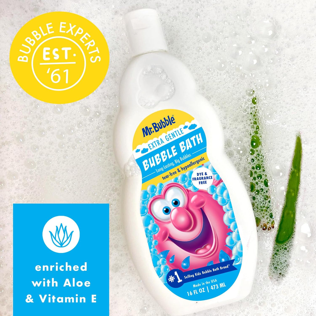 Extra Gentle Bubble Bath - Hypoallergenic, Tear Free Bubble Bath Solution Perfect for Sensitive Skin (Pack of 2 Bottles, 16 Fl Oz Each)