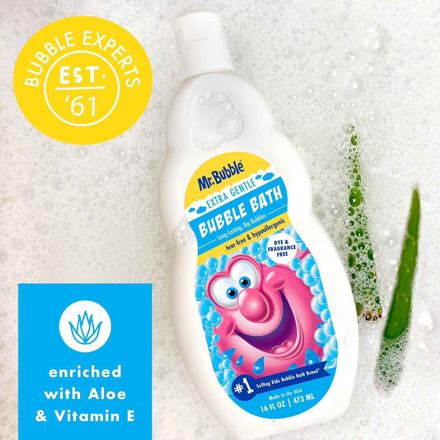 Extra Gentle Bubble Bath - Hypoallergenic, Tear Free Bubble Bath Solution Perfect for Sensitive Skin (Pack of 2 Bottles, 16 Fl Oz Each)