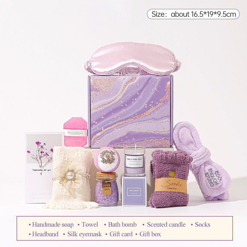 Purple Aromatherapy Candle and Bath Gift Set