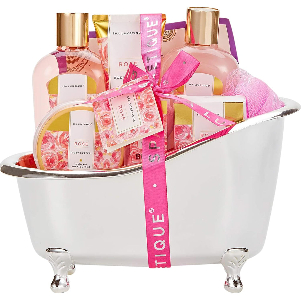 Gift Set for Women, Bath Sets for Women Gift, 8 Pcs Rose Spa Basket Includes Bubble Bath, Shower Gel, Body Lotion, Mom Birthday Gifts, Mother‘S Day Gifts for Her