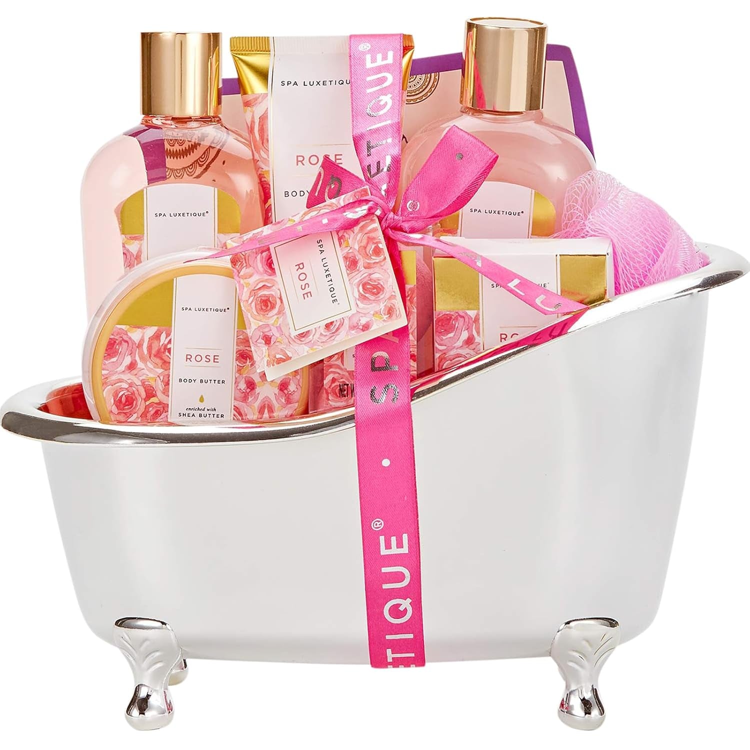 Gift Set for Women, Bath Sets for Women Gift, 8 Pcs Rose Spa Basket Includes Bubble Bath, Shower Gel, Body Lotion, Mom Birthday Gifts, Mother‘S Day Gifts for Her