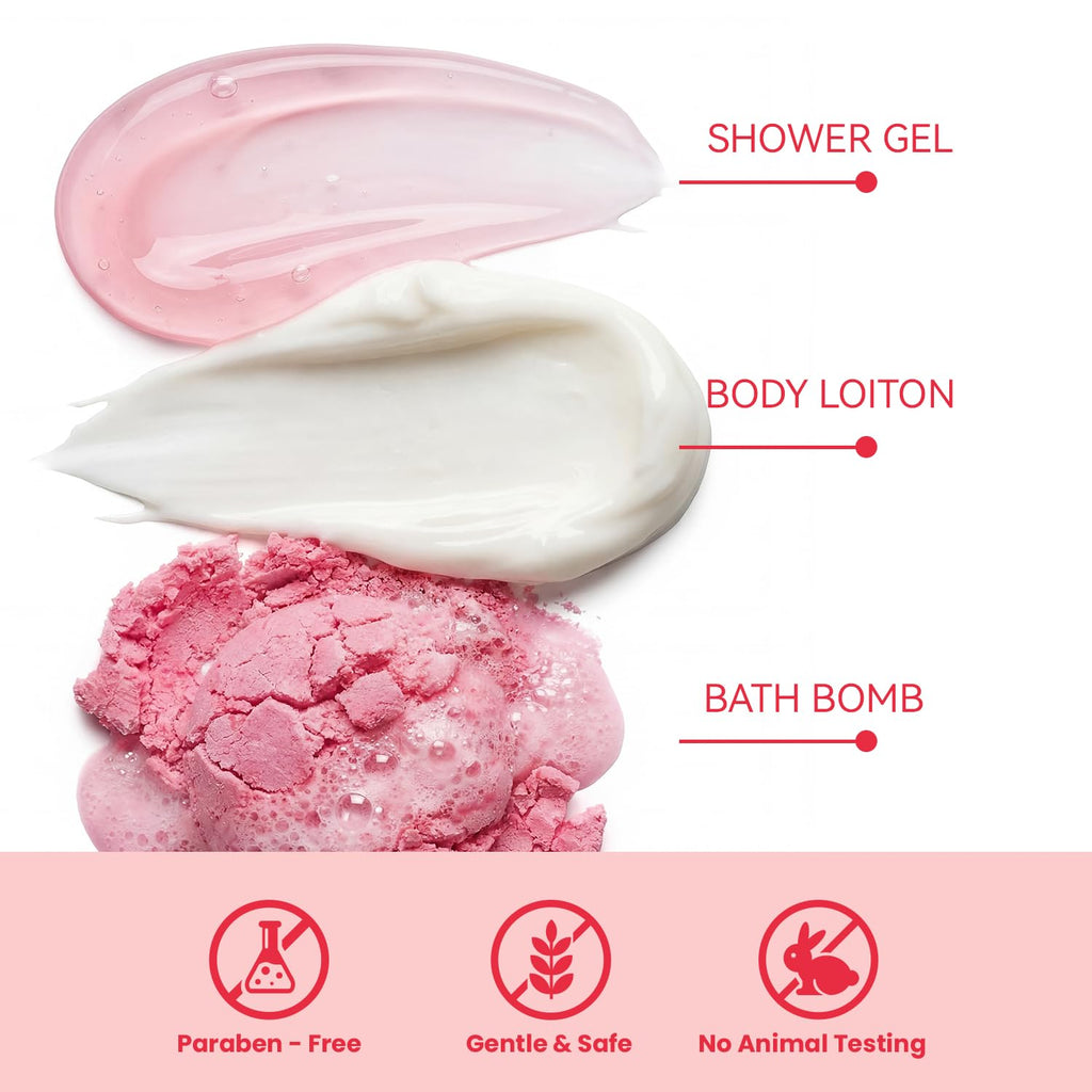 Gift Set for Women, Bath Sets for Women Gift, 8 Pcs Rose Spa Basket Includes Bubble Bath, Shower Gel, Body Lotion, Mom Birthday Gifts, Mother‘S Day Gifts for Her