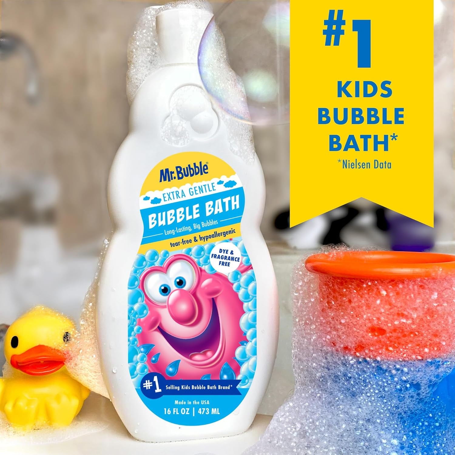 Extra Gentle Bubble Bath - Hypoallergenic, Tear Free Bubble Bath Solution Perfect for Sensitive Skin (Pack of 2 Bottles, 16 Fl Oz Each)
