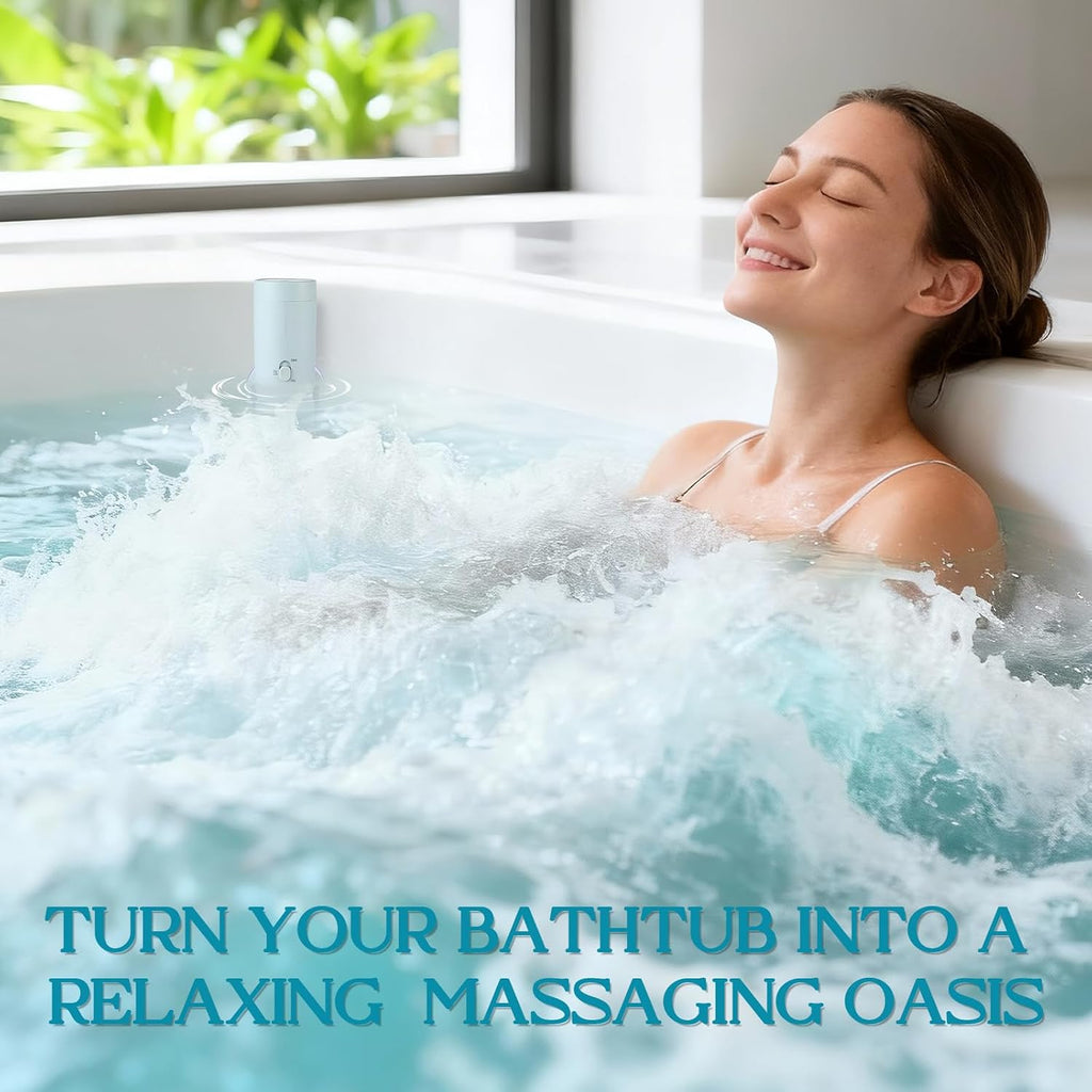 Bath Jet Spa, Impact Force 65 Kpa Rechargeable Bath Jet for Tub, Bubble and Jet Two Mode, Cordless Portable Bathtub Accessories with Adjustable Speed, Bathtub Jets for Home Spa, Relaxing (Blue)