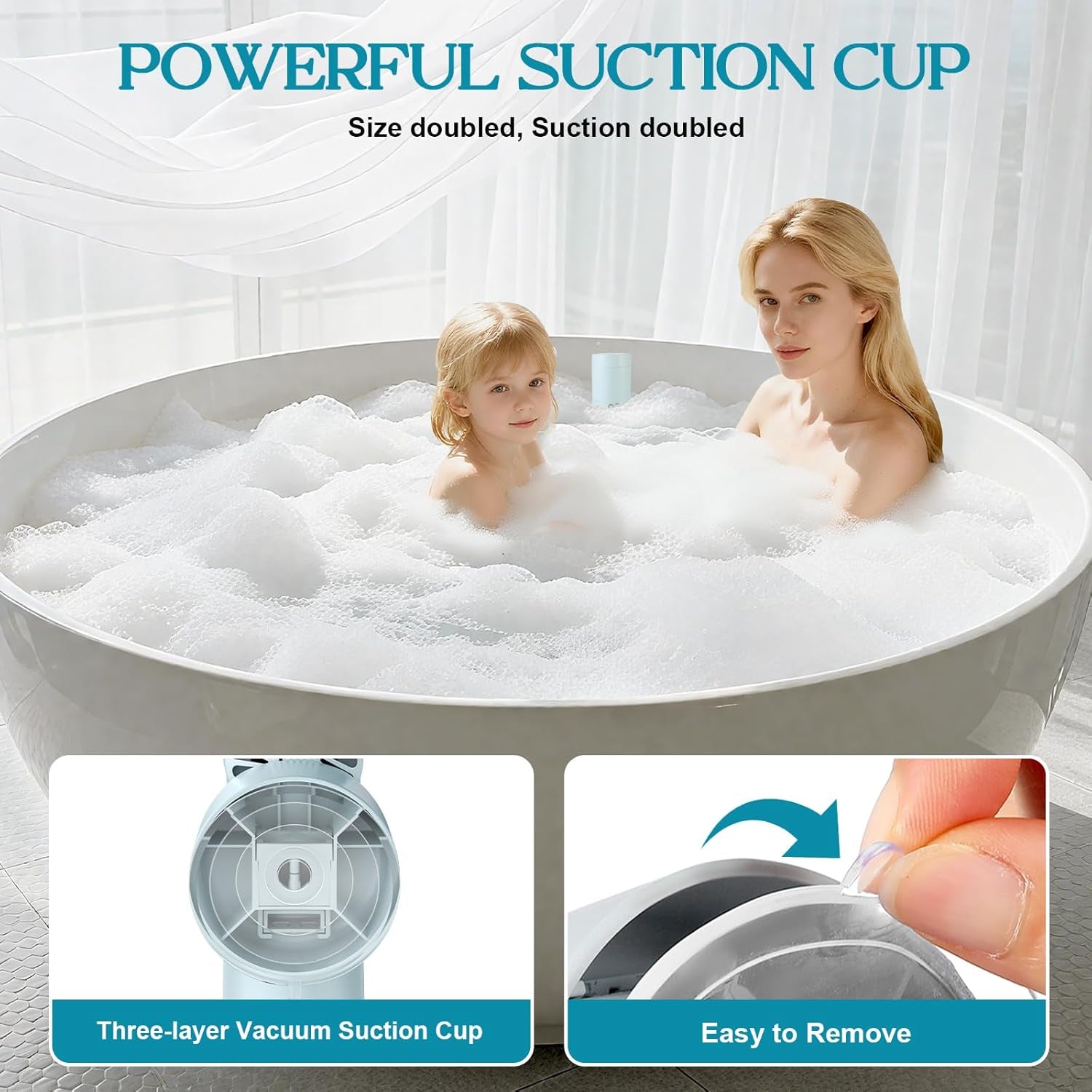 Bath Jet Spa, Impact Force 65 Kpa Rechargeable Bath Jet for Tub, Bubble and Jet Two Mode, Cordless Portable Bathtub Accessories with Adjustable Speed, Bathtub Jets for Home Spa, Relaxing (Blue)