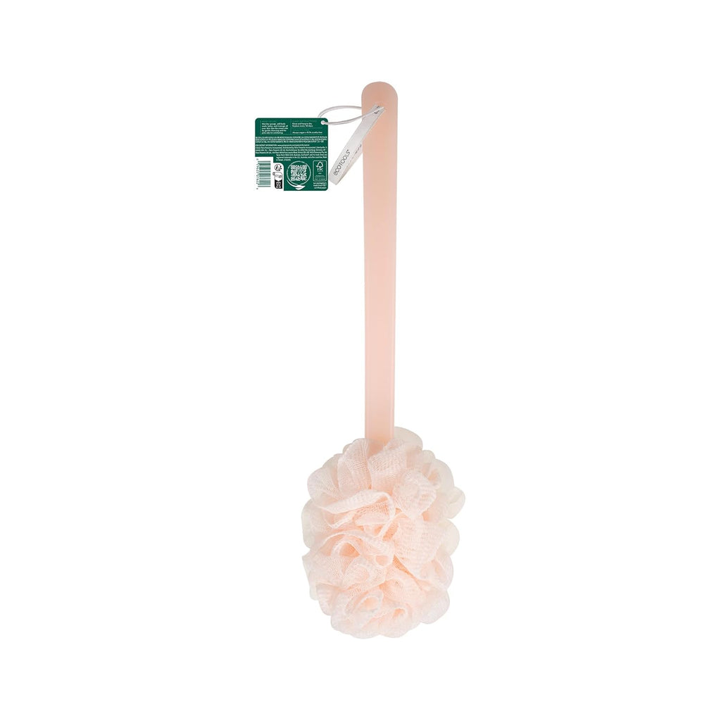 2-In-1 Ecopouf Bath Brush, Loofah Brush for Bath & Shower, with Long Handle & Recycled Netting for Cleansing & Exfoliating, Back Brush for Men & Women, Eco-Friendly & Cruelty-Free, 1 Count