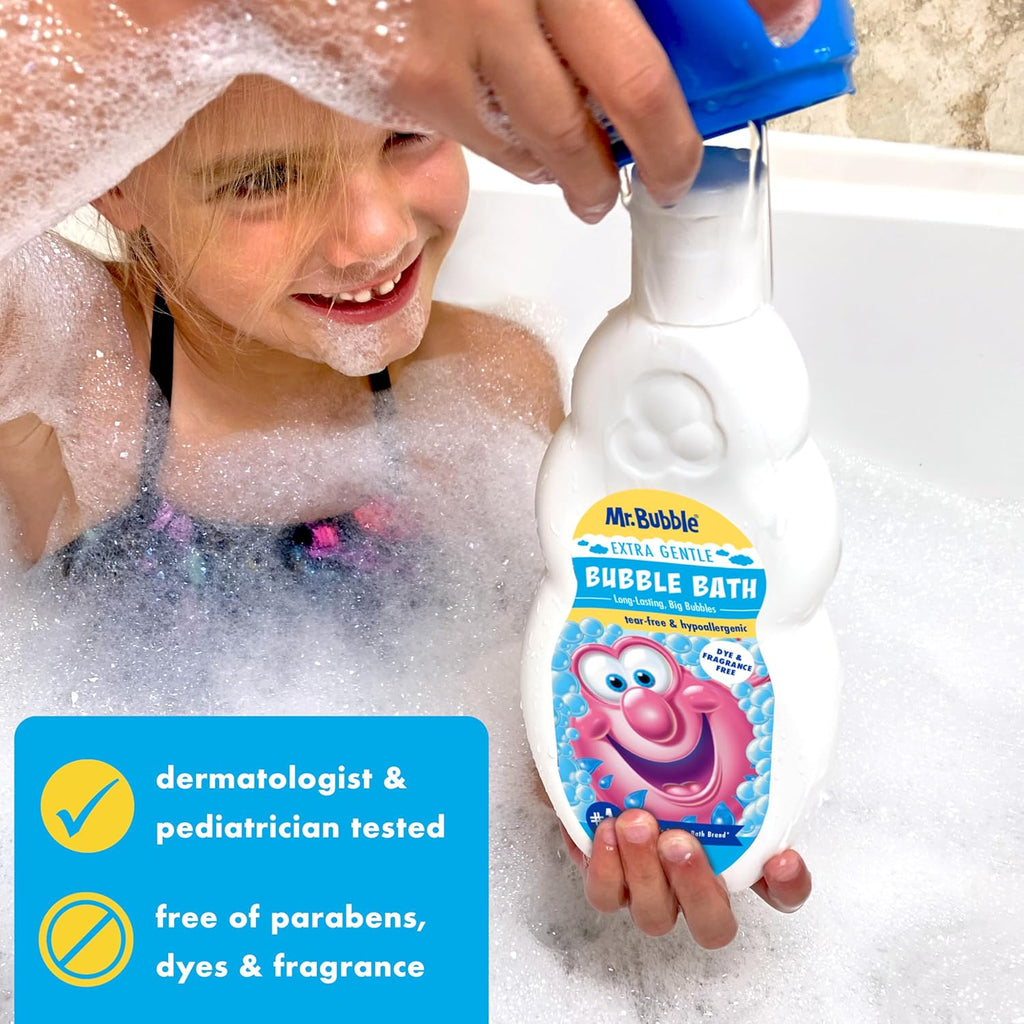 Extra Gentle Bubble Bath - Hypoallergenic, Tear Free Bubble Bath Solution Perfect for Sensitive Skin (Pack of 2 Bottles, 16 Fl Oz Each)