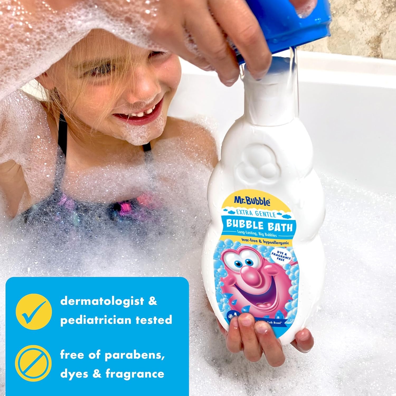 Extra Gentle Bubble Bath - Hypoallergenic, Tear Free Bubble Bath Solution Perfect for Sensitive Skin (Pack of 2 Bottles, 16 Fl Oz Each)